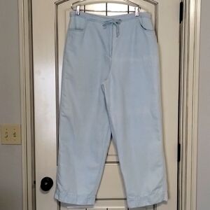Susan Bristol Light Blue Linen  Chambray Type Material Size 14 Wide Leg Pant
